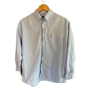 Nautica Mens Classic Fit Oxford Shirt Light Blue Long Sleeve Button Down 16.5 L
